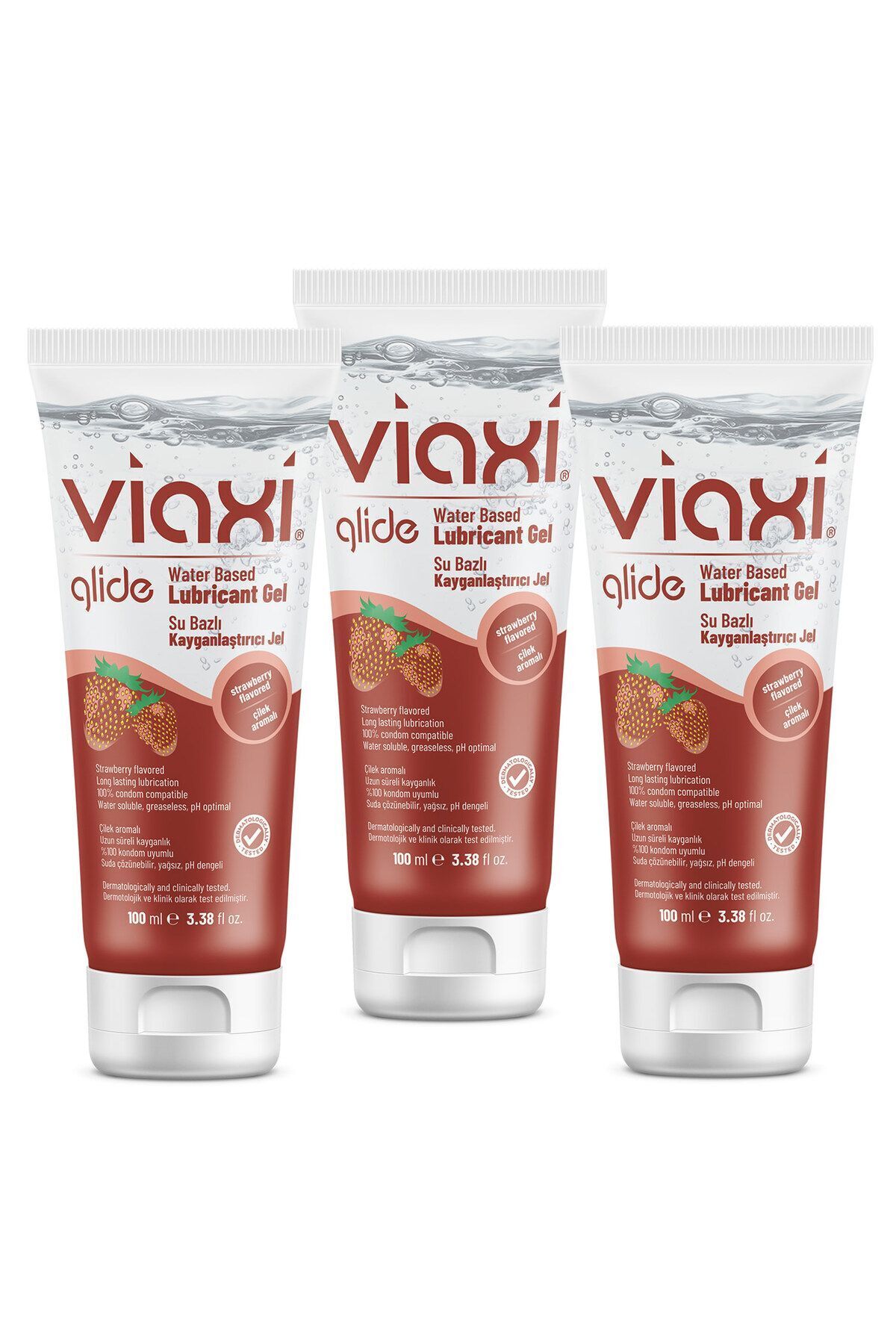 Viaxi Glide Çilek Aromalı Çilekli Kayganlaştırıcı Jel 100 Ml (3 Adet) Skt:11/2026