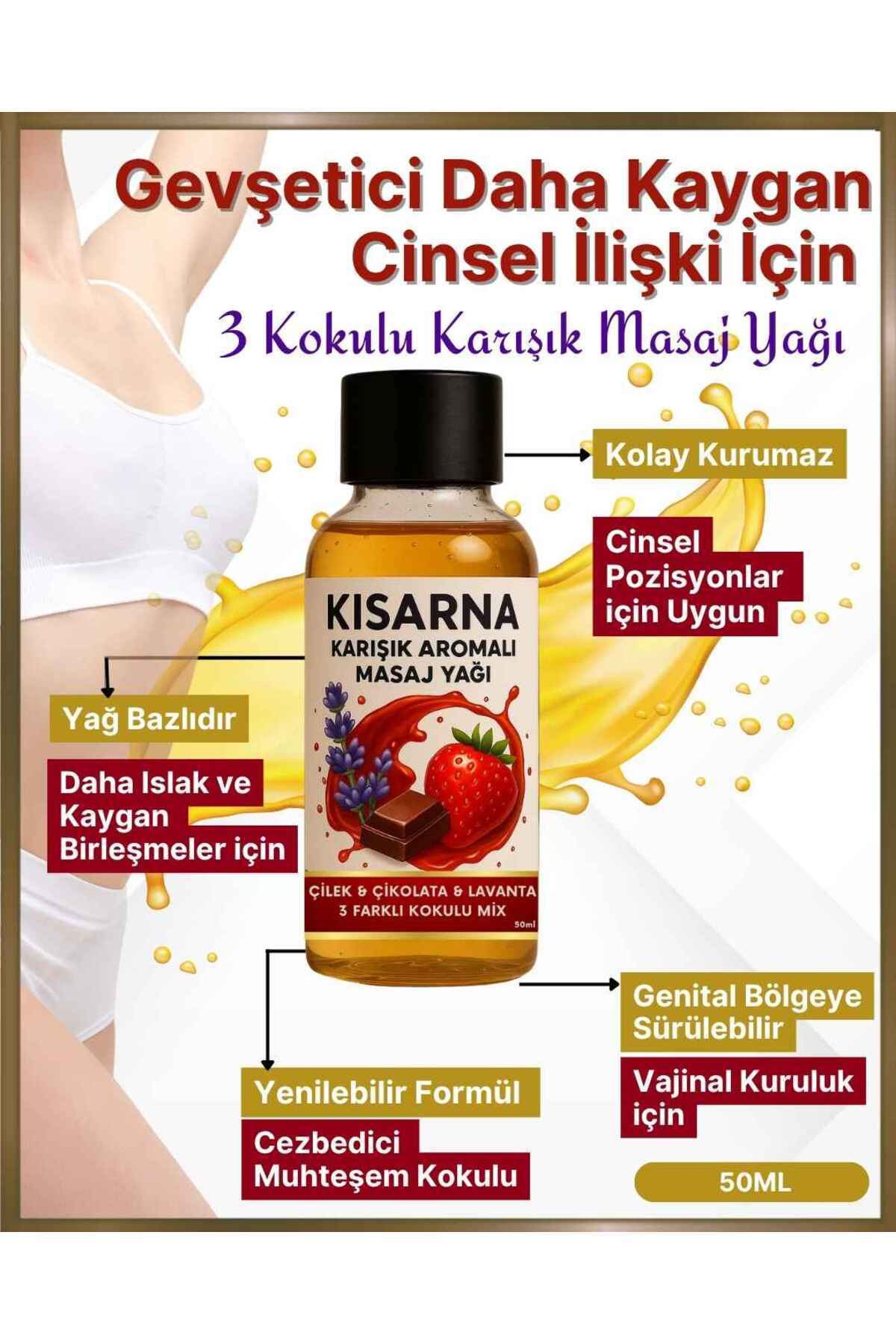 Kisarna Seks Yağları Aromatik Vanilya Çikolata Çilek Kokulu Masaj Yağı