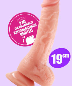 FEMSTAR Gerçekçi 19 cm Dildo Yumuşak Dokulu Damarlı Vantuzlu Realistik Anal Vajinal Suni Yapay Penis