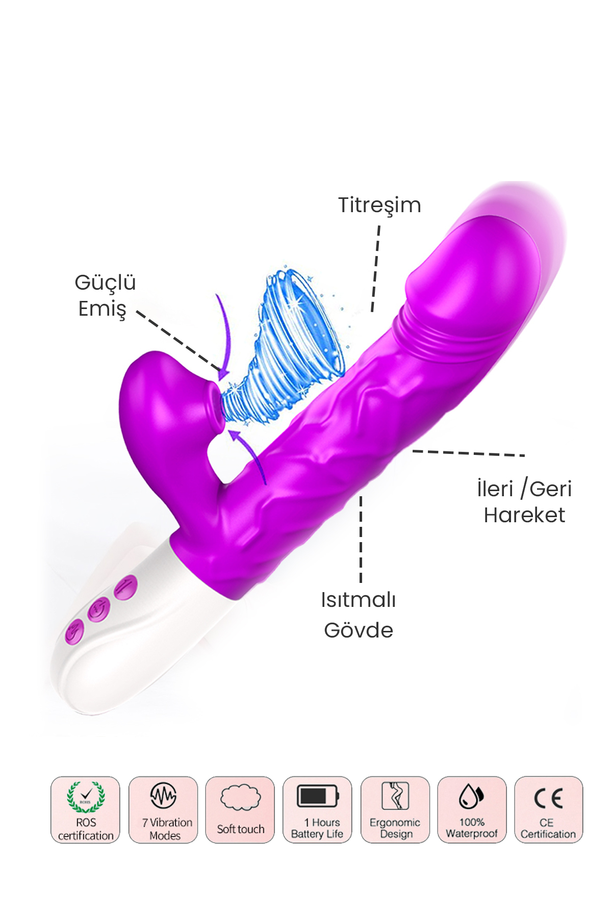 Vdude Şarjlı Akıllı Isıtmalı İleri Geri Hareketli G-Spot ve Klitoris Emiş Uyarıcı Rabbit Vibratör