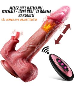 Lolita Shop İleri Geri Hareketli Titreşimli Isıtmalı Dil Atabilen Uzaktan Kumandalı Şarjlı Realistik Vibratör