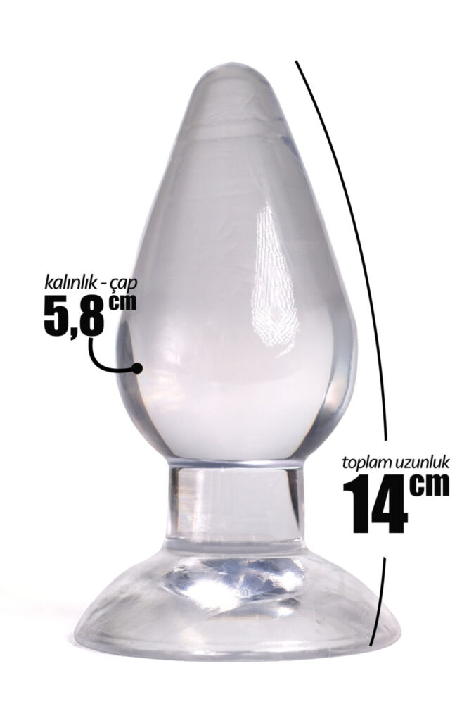 FEMSTAR Büyük ve Kalın Şeffaf 14 cm Jel Anal Plug Yumuşak ve Esnek Jel Dokuda Transparan Vantuzlu Anal Tıkaç - Görsel 2