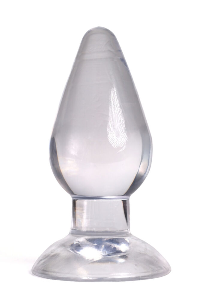 FEMSTAR Büyük ve Kalın Şeffaf 14 cm Jel Anal Plug Yumuşak ve Esnek Jel Dokuda Transparan Vantuzlu Anal Tıkaç