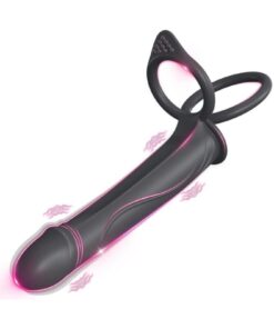 Lolita Shop Anal Penetratör 10 Mod Titreşim Soft Silikon 14.5 Cm Testis Tutacaklı İlave Ek Penis Halkası Kılıfı