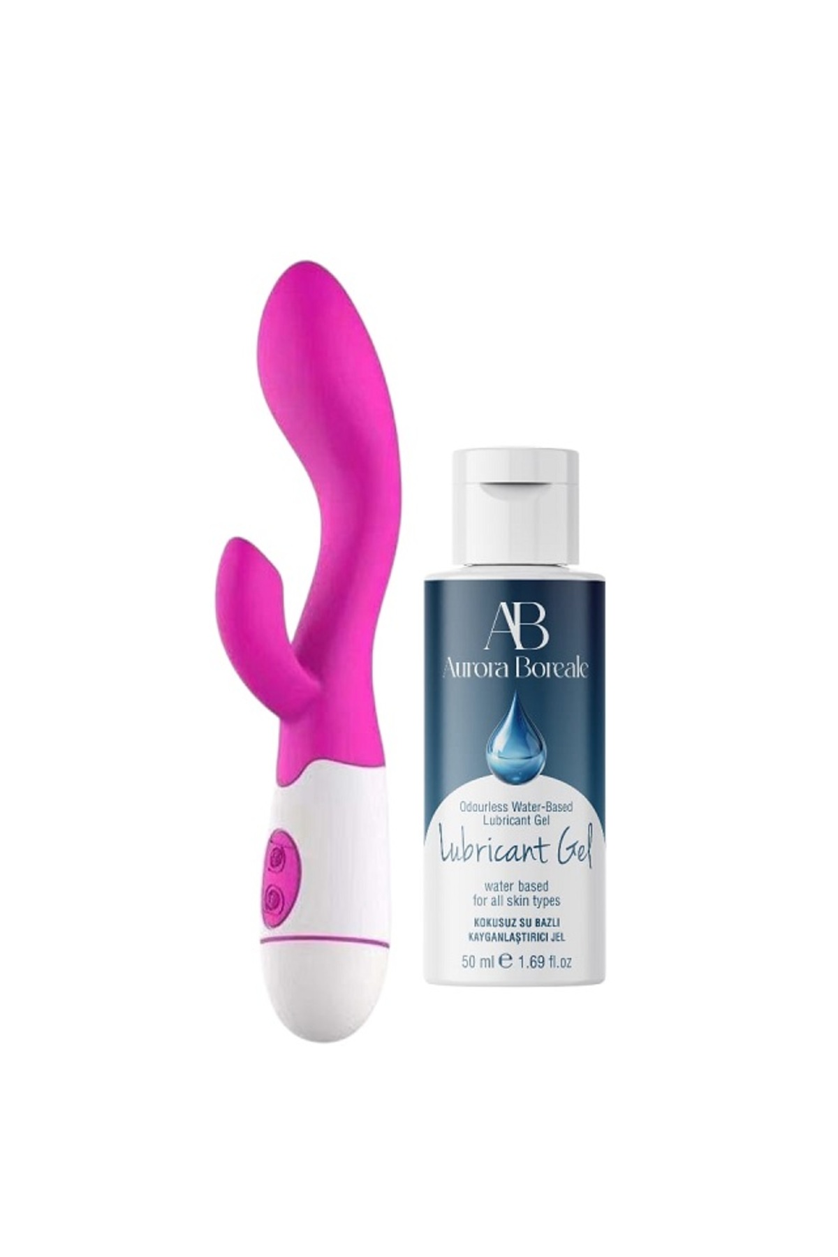 AuroraBoreale Mor Renk Titreşimli 8 Fonksiyonlu Dildo Cilt Dostu Vibratör ve Kayganlaştırıcı Seti