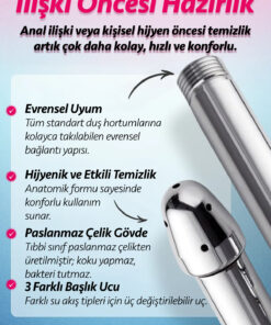 Alternative view of FEMSTAR Paslanmaz Çelik Anal Temizlik Seti Çelik Duş Başlığı Bölgesi Temizleyici Hijyen Hazırlık Lavman