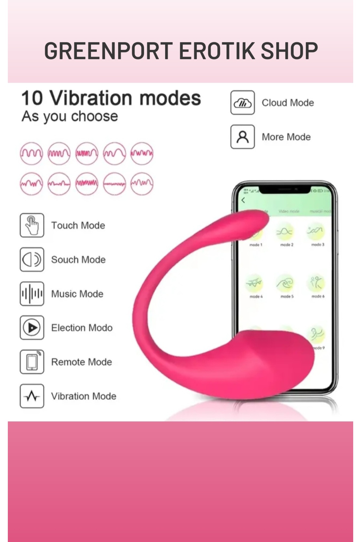 Greenport Uzaktan Vibratör Telefon Programlı Kumandalı Sex Erotik Shop 10 mod Titreşimli