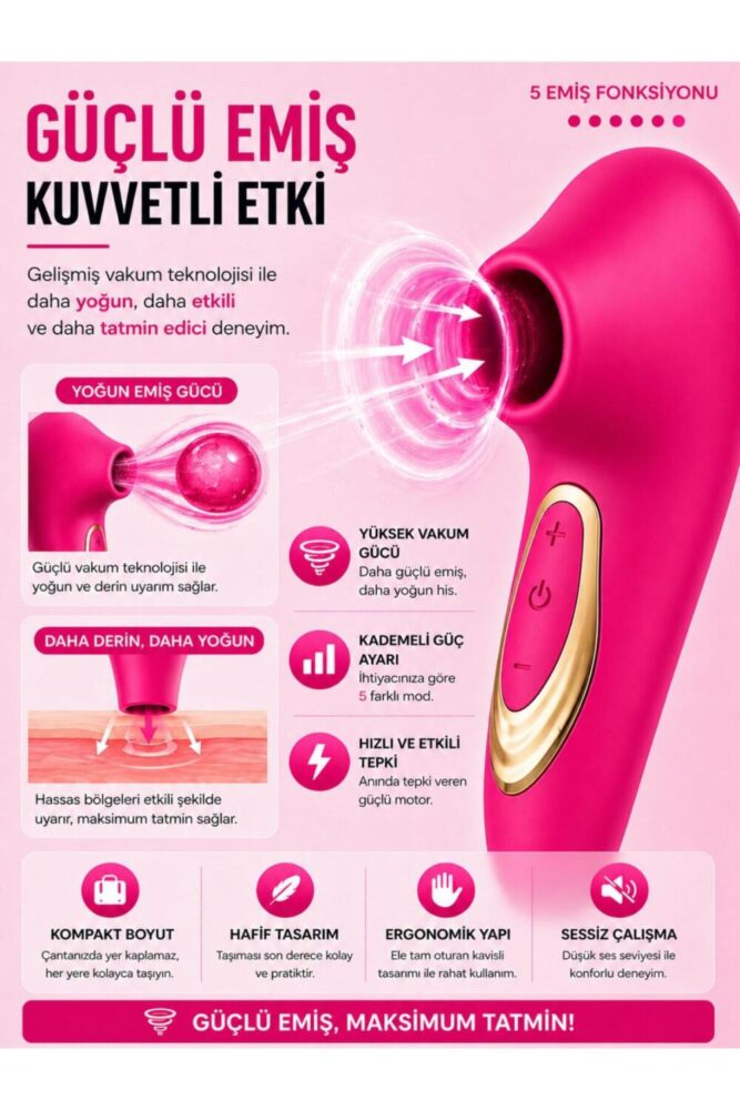 Lolita Shop Usb Şarjlı Klitoris Emme Hissi Veren 5 Farklı Titreşim Emişli Soft Silikon Doku Uyarıcılı Vibratör - Görsel 2