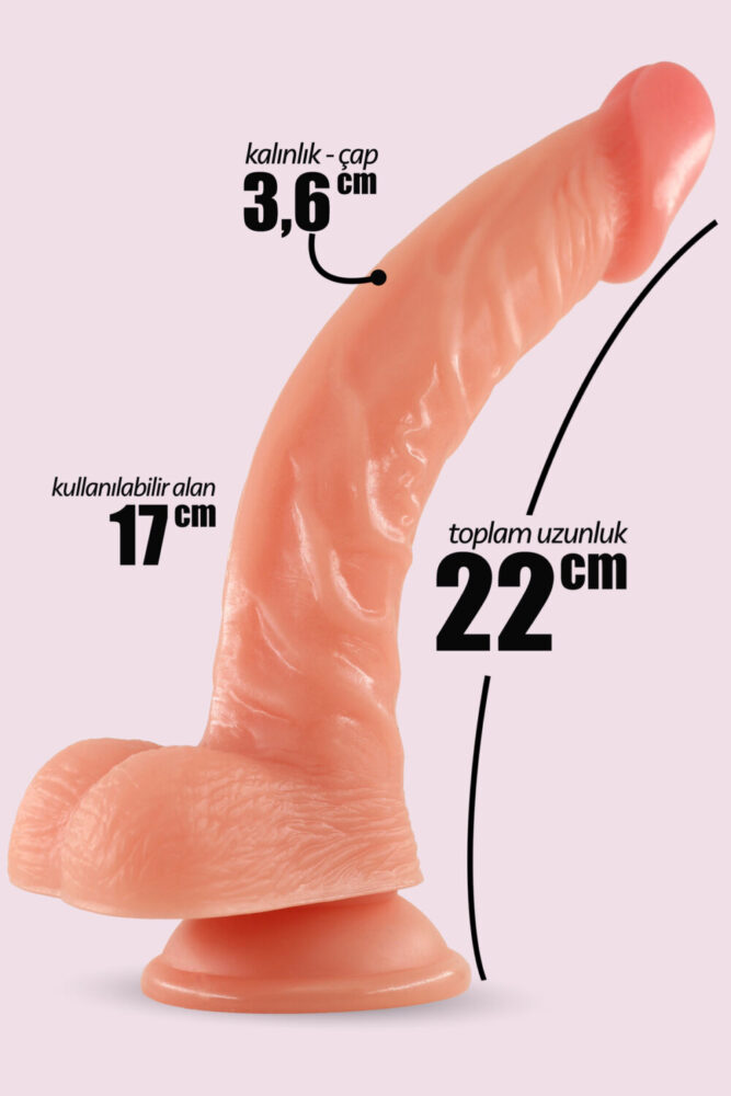 FEMSTAR Eğik Kavisli ve Uzun Gerçekçi Dokulu Dildo 22 cm Uyarıcı Eğimli Realistik Büyük Suni Yapay Penis - Görsel 2