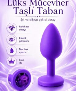 Alternative view of Lolita Shop Mor Silikon Soft Doku Lüks Mücevher Mor Taşlı 7 Cm Açıcı Anal Alıştırıcı Tıpa Genişletici Tıkaç Plug