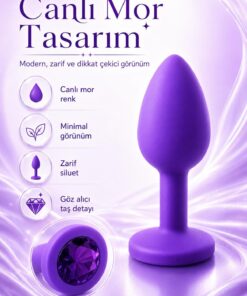 Lolita Shop Mor Silikon Soft Doku Lüks Mücevher Mor Taşlı 7 Cm Açıcı Anal Alıştırıcı Tıpa Genişletici Tıkaç Plug - Görsel 3