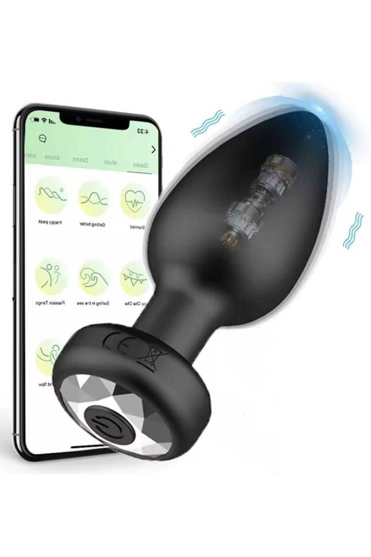 Lolita Shop Telefon Kontrollü Uygulamalı Usb Şarjlı Anal Plug Tıkaç Güçlü Titreşimli Bluetoothlu Uyumlu Vibratör