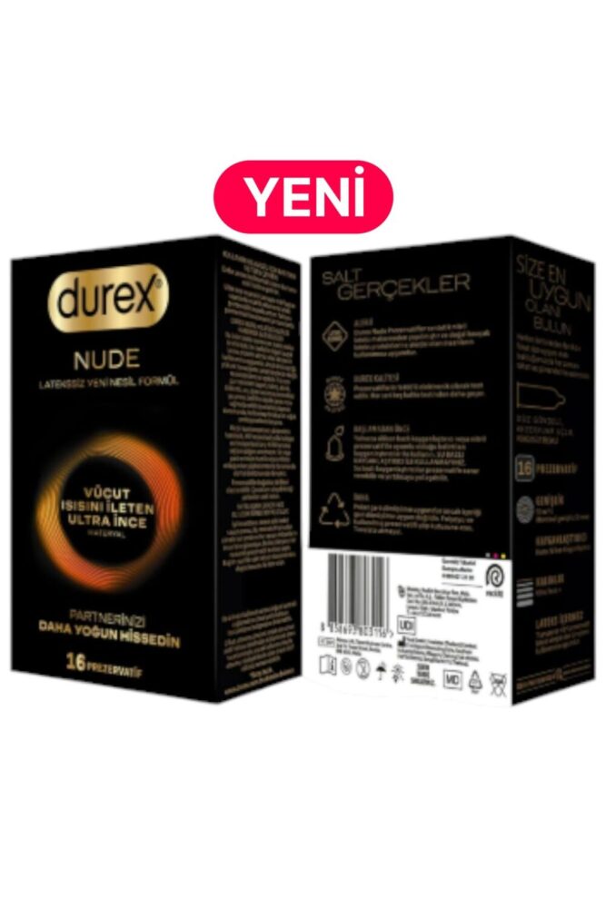 Durex NUDE Vücut ısısını ileten Ultra İnce Latekssiz Yeni Nesil Formül 16 lı - 1 AD