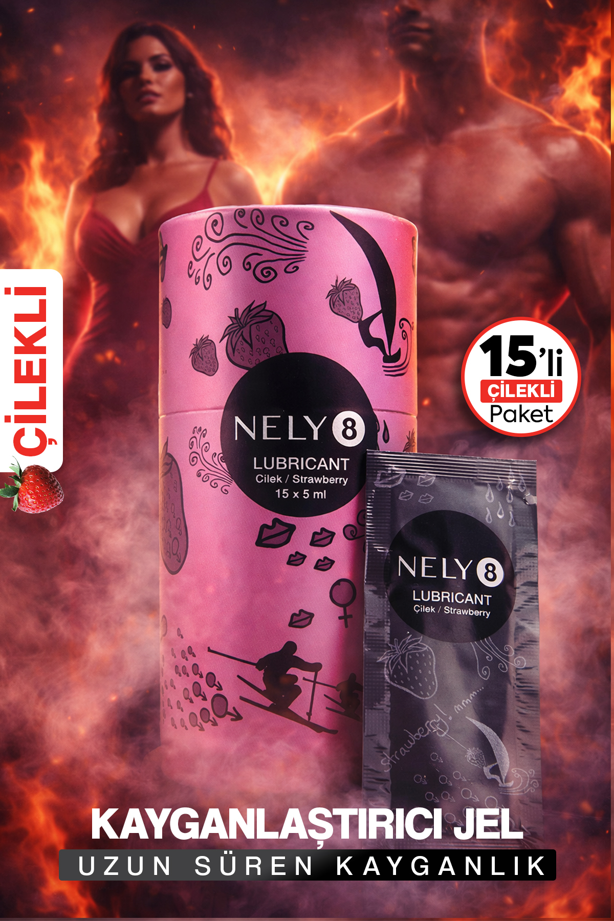 Nely8 Çilek Aromalı Kayganlaştırıcı Jel 5ml x 15 Adet