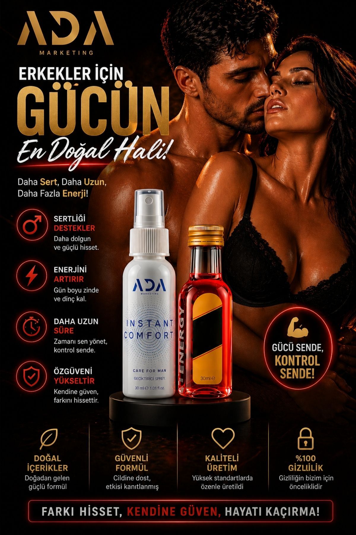 ada marketing adult toys Doğal ve Kokusuz Man Power Blue Long Time Sprey