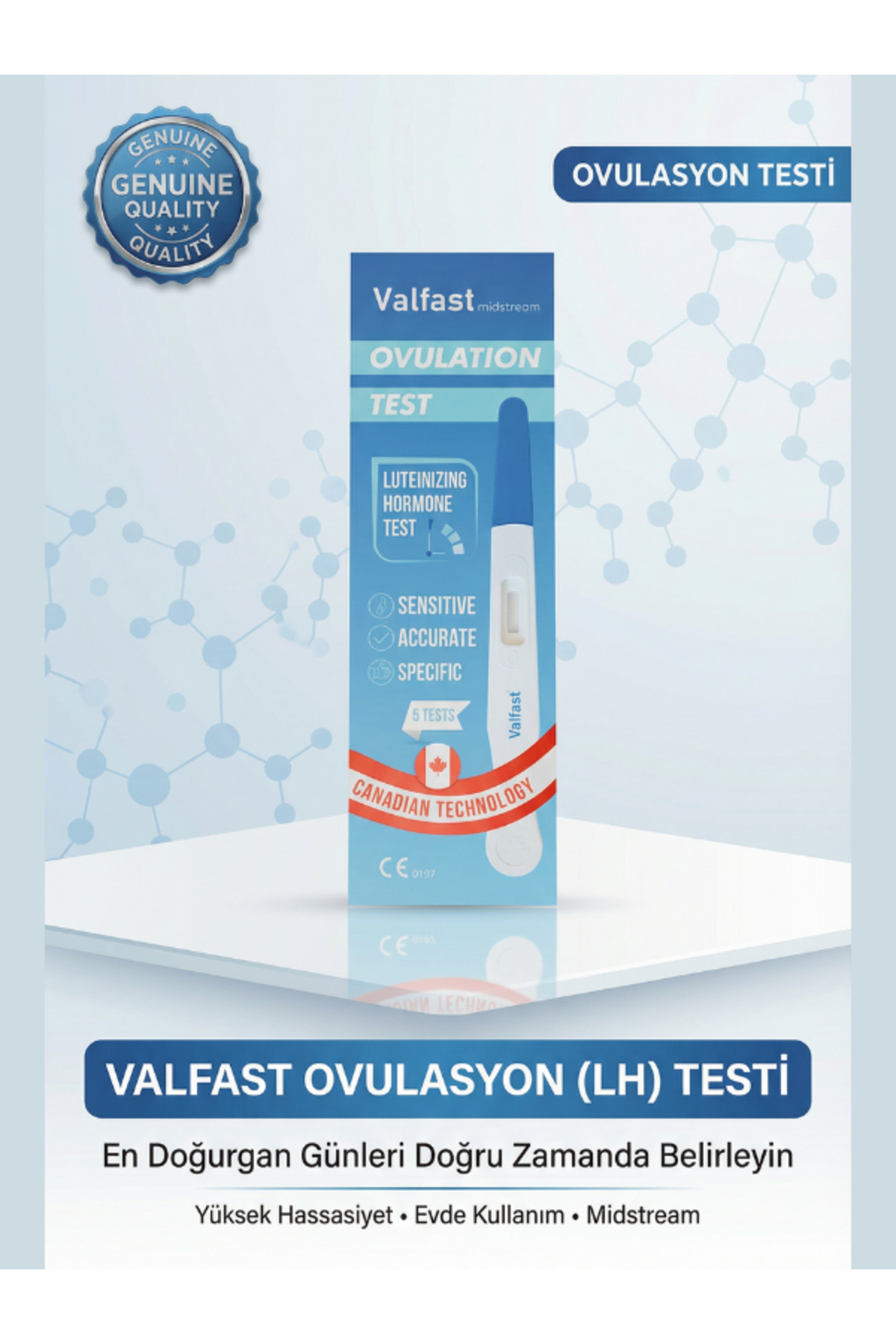 Valfast Ovulasyon Doğurganlık (Yumurtlama) Testi 1 Kutu 5 Adet