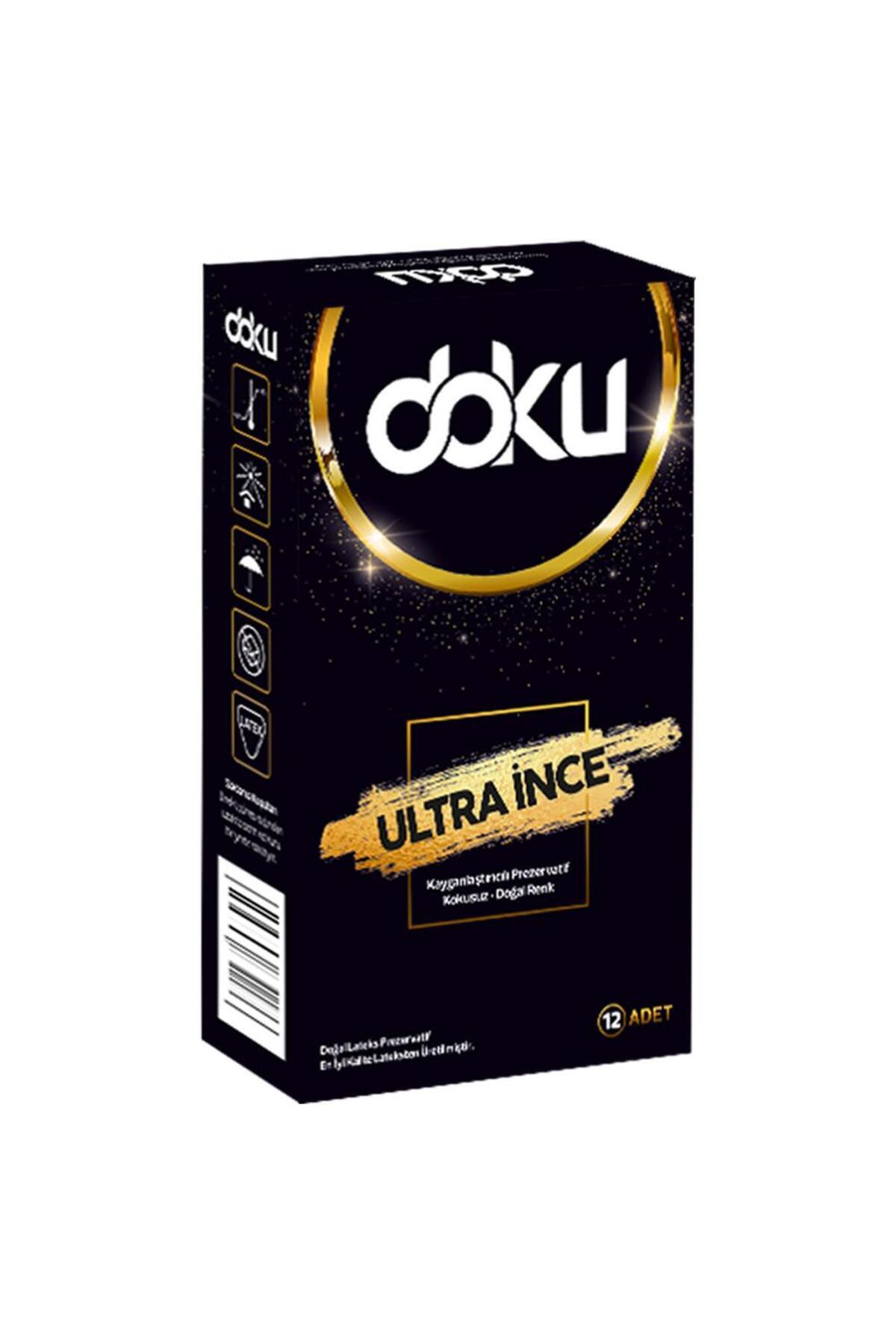 Doku Kayganlaştırıcı Prezervatif Ultra Ince 12 Adet Tek Kutu