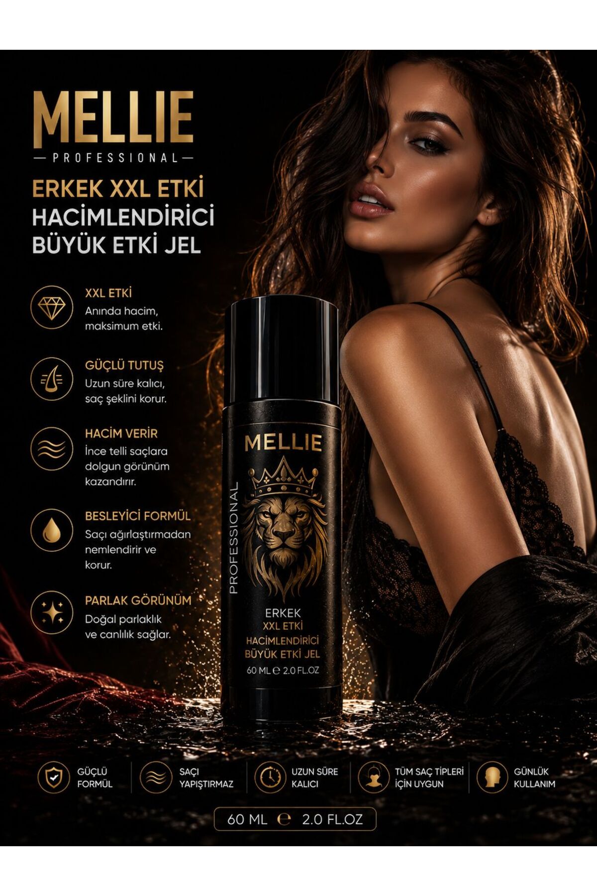Mellie Professional XXL Etki Erkek & Düzenli Kullanımda Hacimlendirici Krem 60 ml