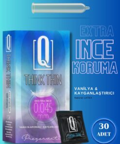 Q LIQUIDS Extra Ince Ve Vanilya Aromalı 30 Adet Prezervatif Kayganlaştırıcılı Condom