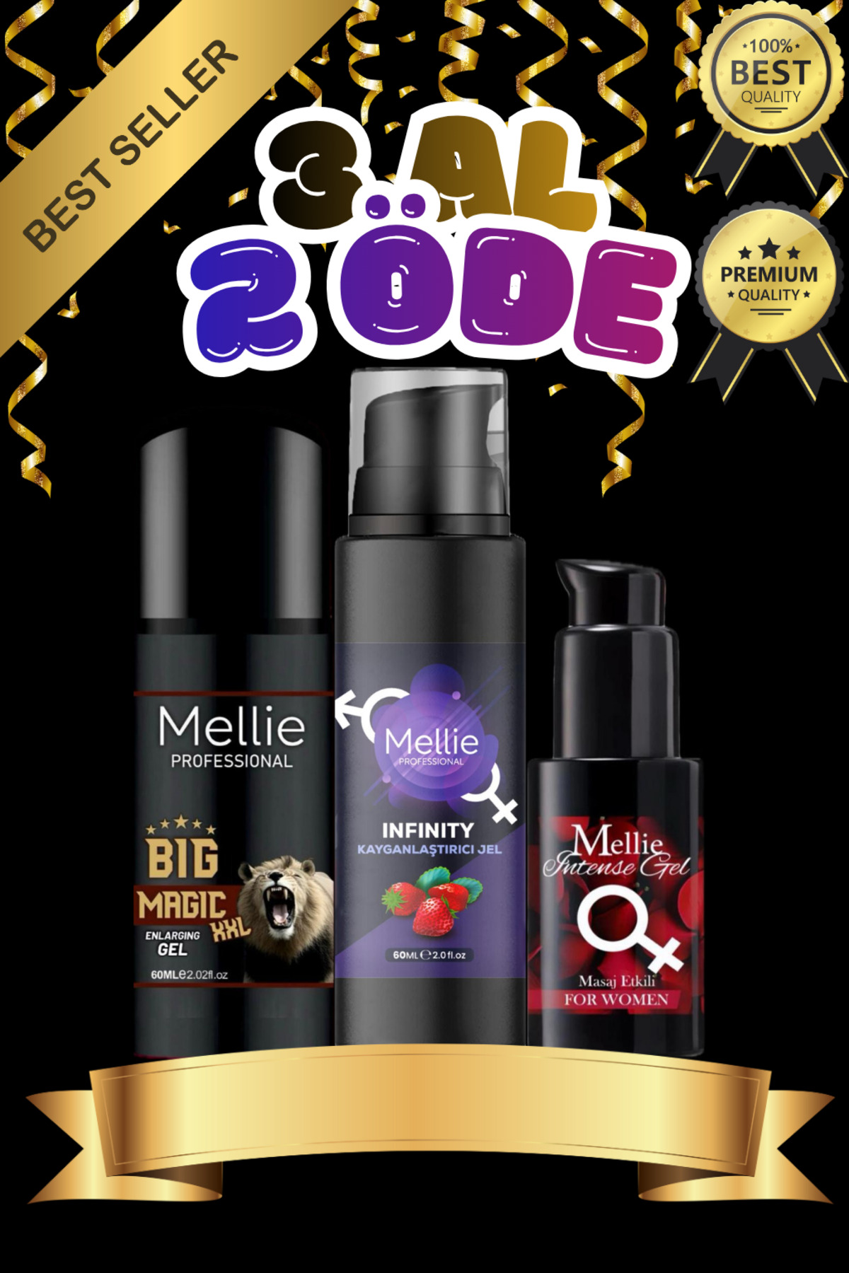 Mellie Professional Erkek Long Time Uzun Deneyim XXL Bü.yütücü Hacimlendirici & Kadın U.yarıcı ve Kayganlaştırıcı Set
