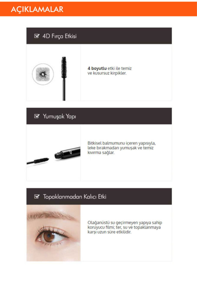 Missha 4 Boyutlu Etki Ile Hacim Veren Maskara 4d Mascara - Görsel 3