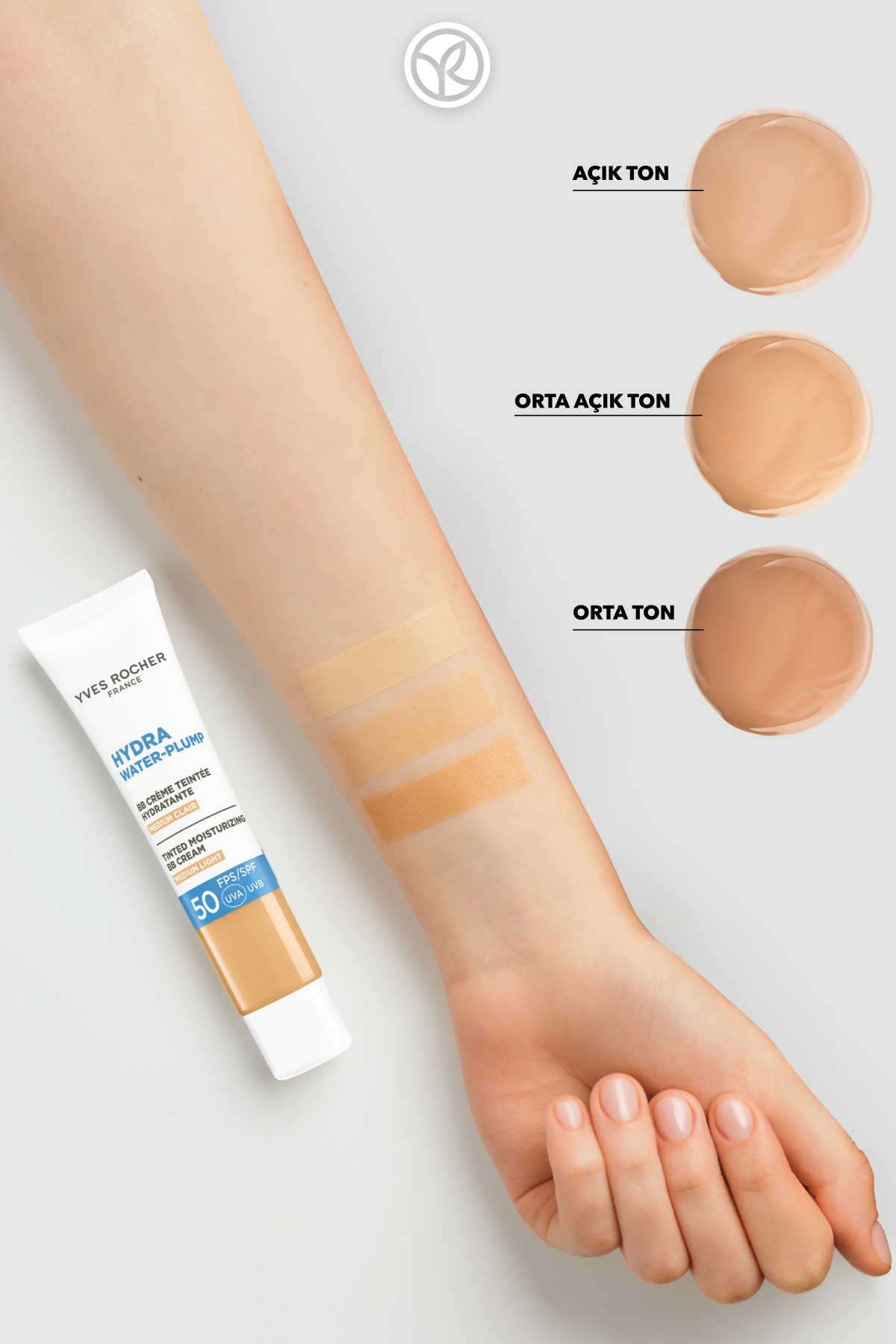 Yves Rocher BB Krem 50 SPF - Ton Eşitleyici Renkli Nemlendirici Güneş Kremi - Hydra Water Plump - Açık Orta 40ML - Görsel 3