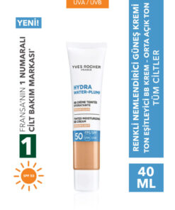 Yves Rocher BB Krem 50 SPF - Ton Eşitleyici Renkli Nemlendirici Güneş Kremi - Hydra Water Plump - Açık Orta 40ML