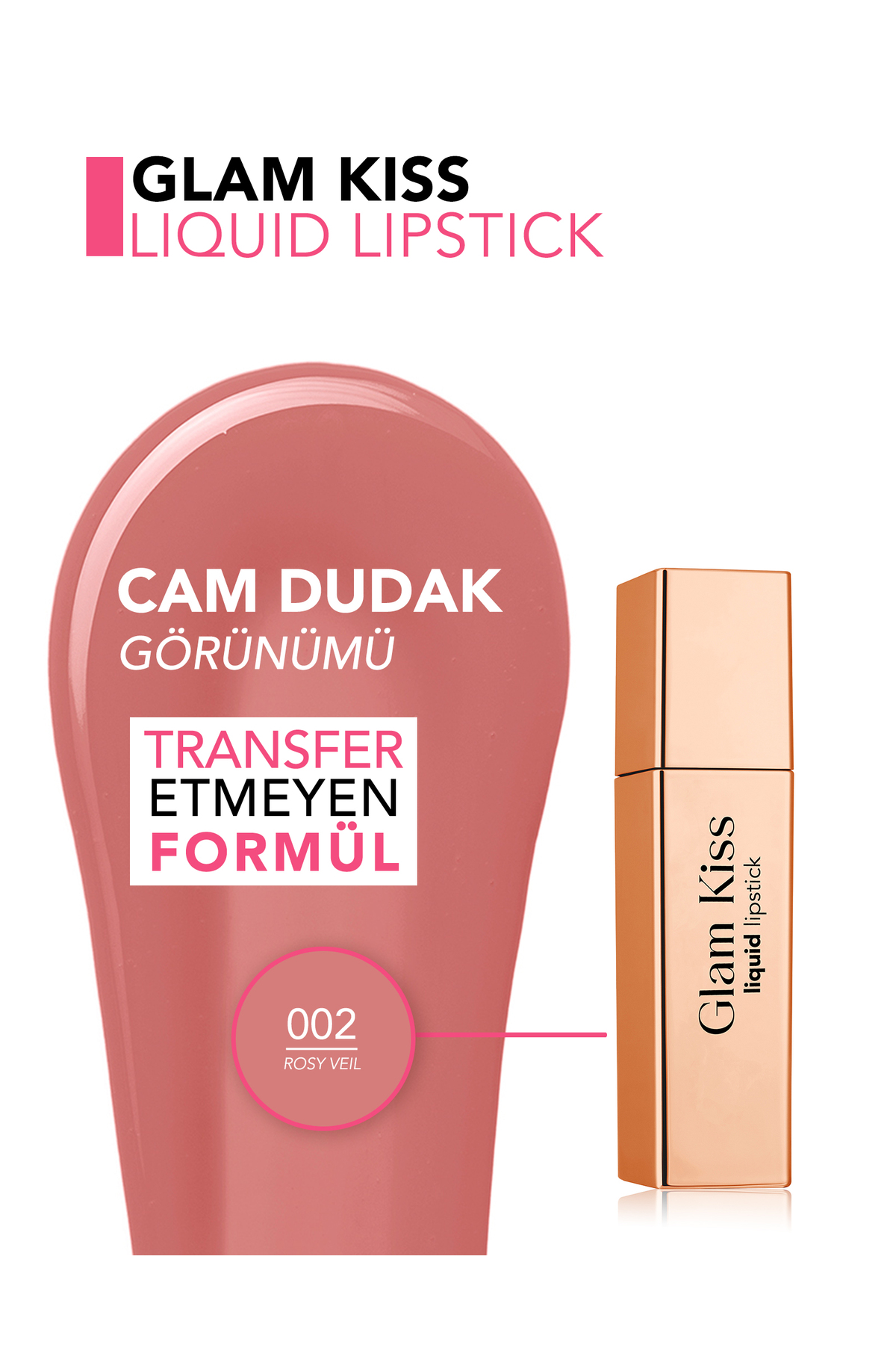 Flormar Glam Kiss Yüksek Pigmentli & Nemlendirici Cam Dudak Görünümlü Parlak Bitişli Ruj - Görsel 3