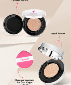 Flormar K-Spirit Cover Up Yoğun Kapatıcı Pürüzsüz Doğal Bitişli Cushion Fondöten - 001 Fair - Görsel 3