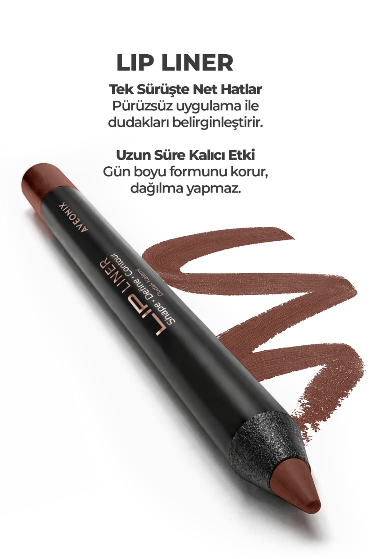 AVEONIX Lip Liner 01 İpeksi Dokulu Kolay Uygulanan Net ve Pürüzsüz Çizgi Dudak Kalemi - Görsel 3