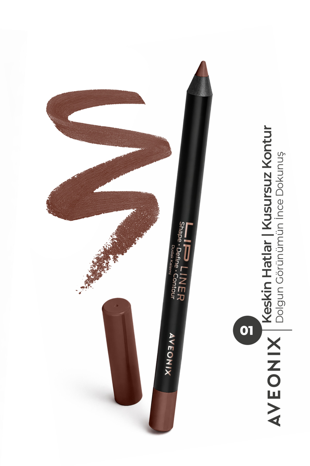 AVEONIX Lip Liner 01 İpeksi Dokulu Kolay Uygulanan Net ve Pürüzsüz Çizgi Dudak Kalemi