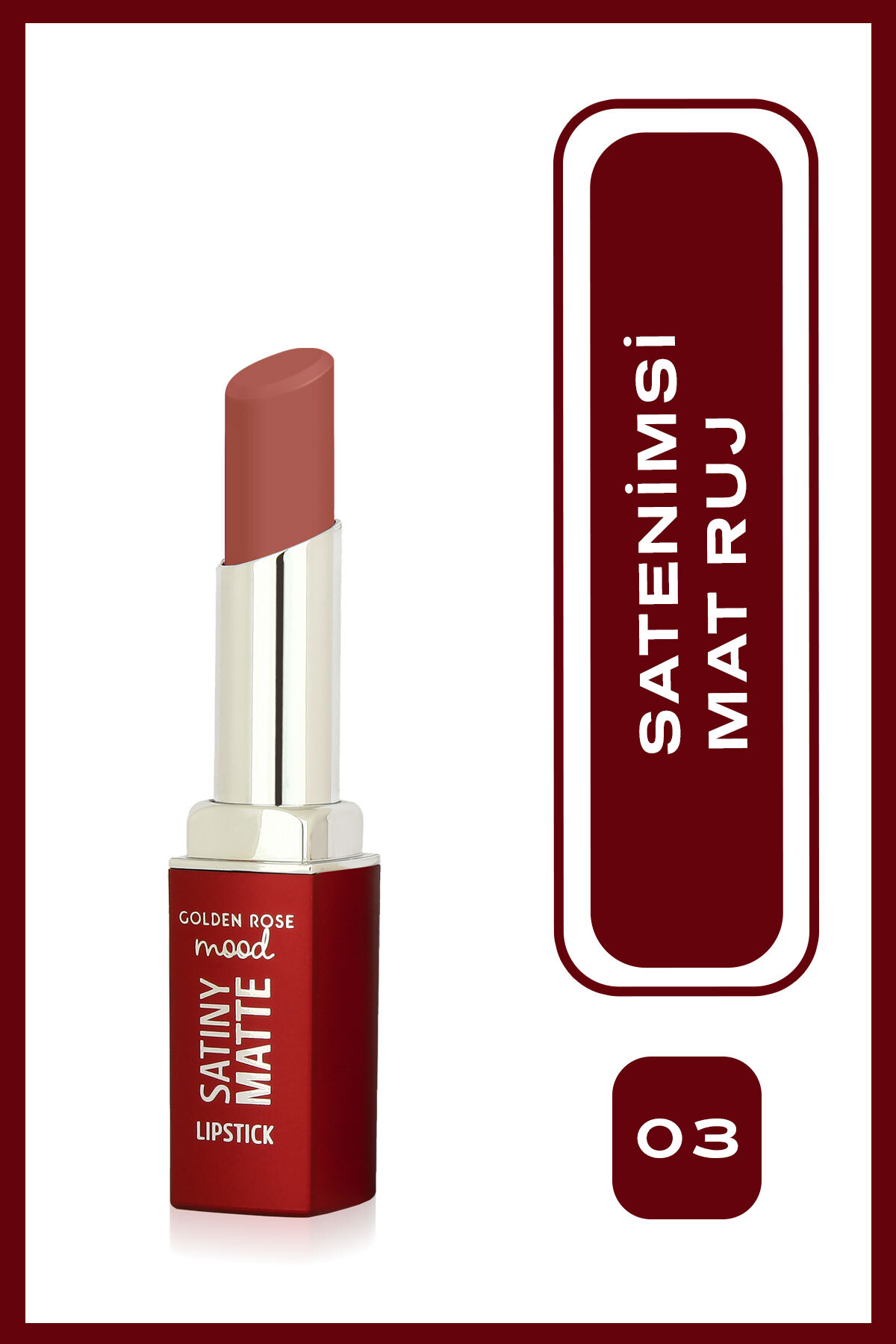Golden Rose Mood Satiny Matte Lipstick No: 03 Nude Rose - Nemlendirici Mat Ruj