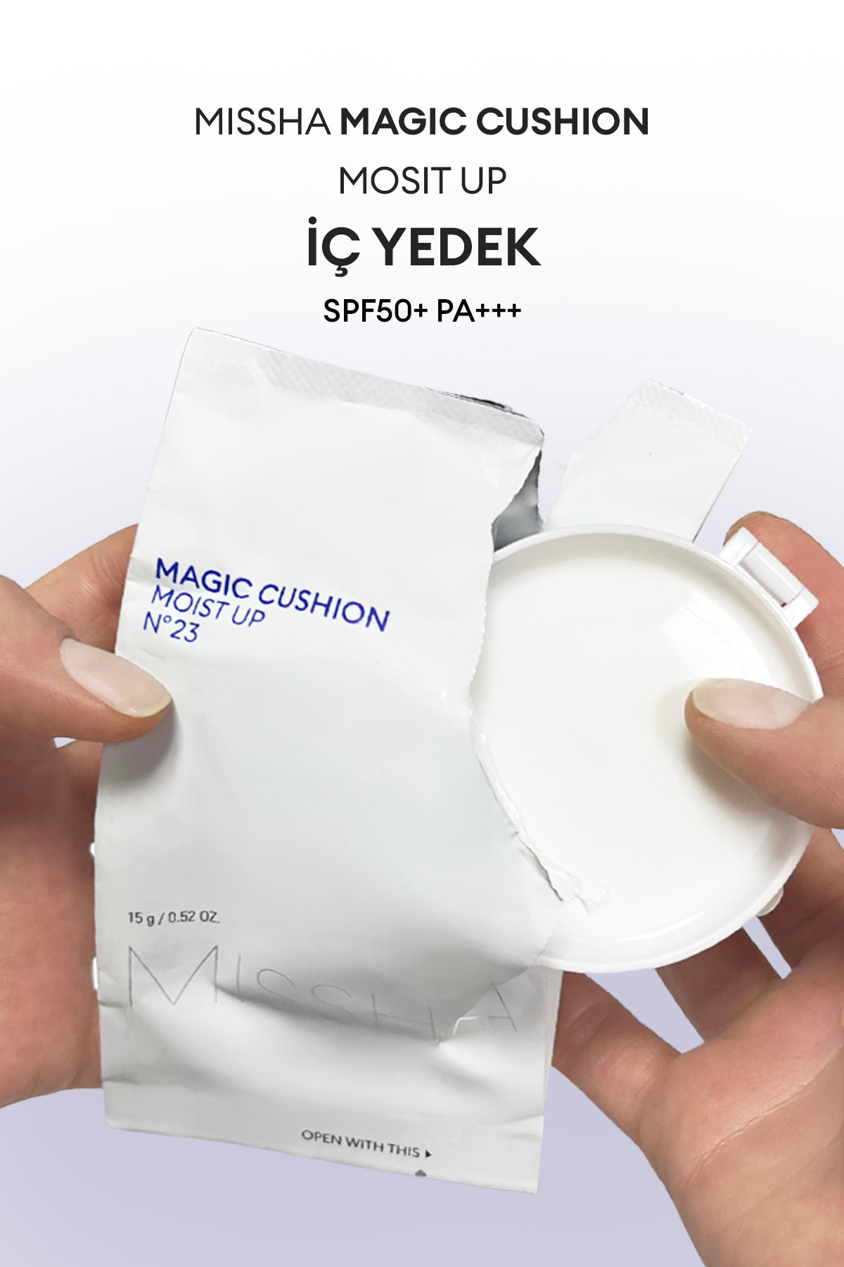 Missha Nemli Ve Pürüzsüz Görünüm Sunan Cushion Fondöten (İç Yedek) Magic Cushion Moist Up SPF50+/PA+++ No23 - Görsel 3