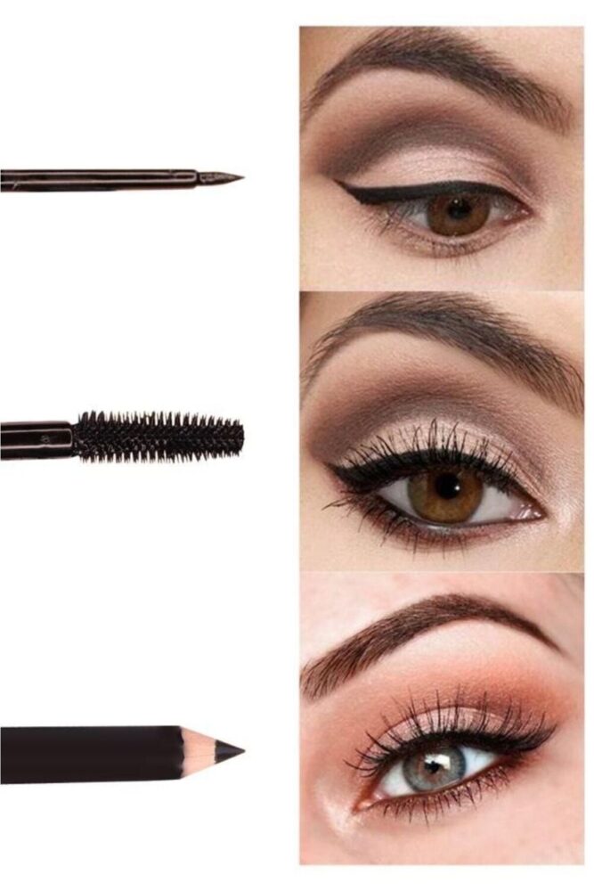 Makeuptime 3 In 1 Suya Dayanıklı Maskara & Kalem & Eyeliner Seti - Görsel 2