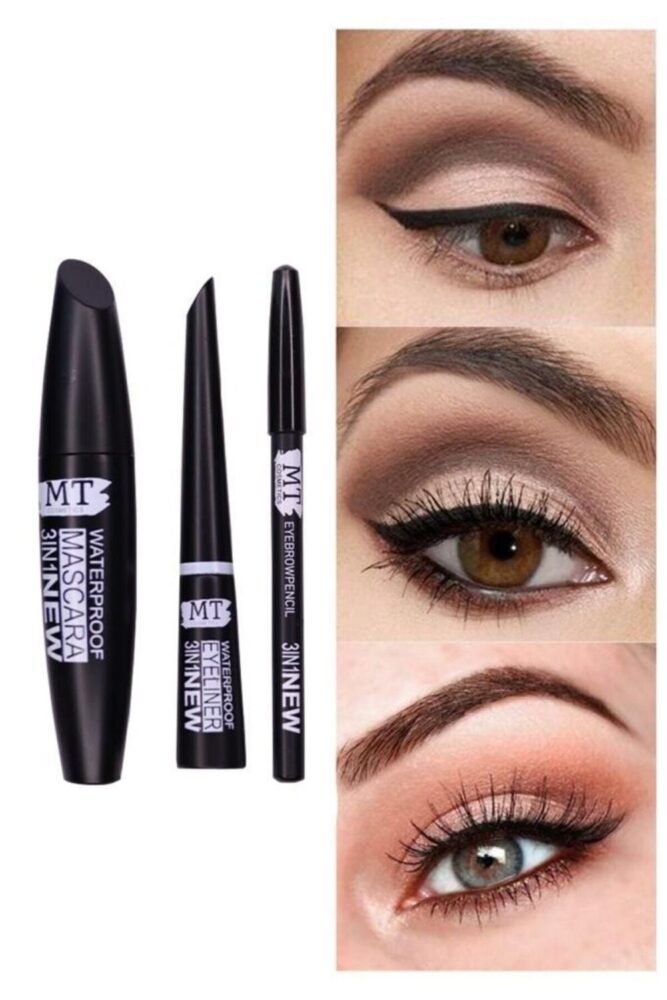 Makeuptime 3 In 1 Suya Dayanıklı Maskara & Kalem & Eyeliner Seti - Görsel 3
