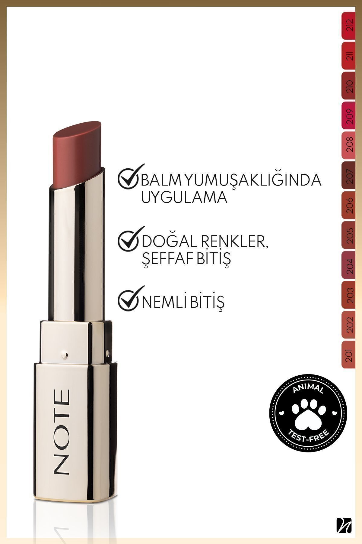 Note Cosmetics Iconic Sheer Lipstick Nemlendirici Parlak Ruj 205 Mystick - Nude - Görsel 3