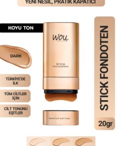 WOU World of Unique Stick Fondöten, Fırçalı Pratik Kapatıcı, 2 in 1, 20 gr, Koyu Ton