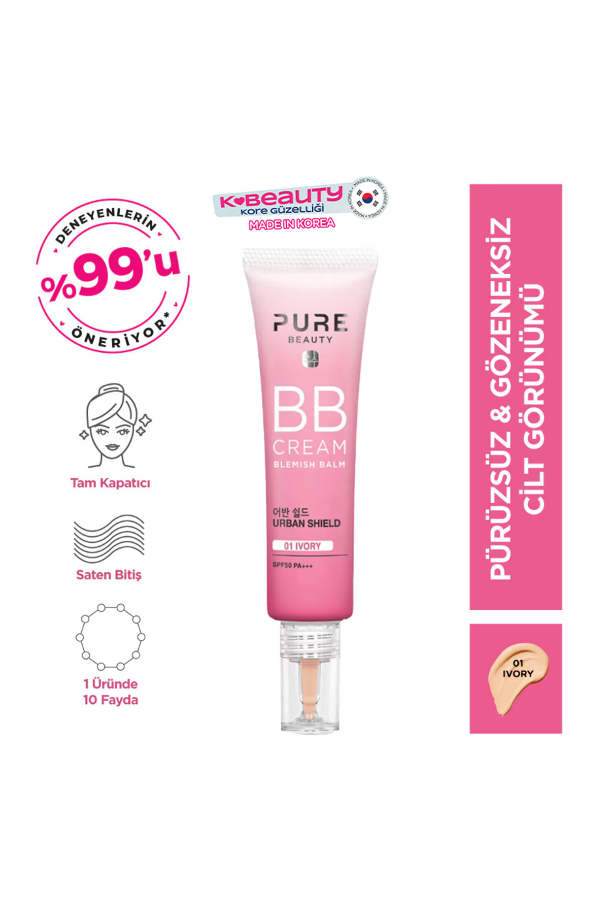 PURE BEAUTY Bb Krem Spf50 Pa Ivory 30 ml - 4894532999781
