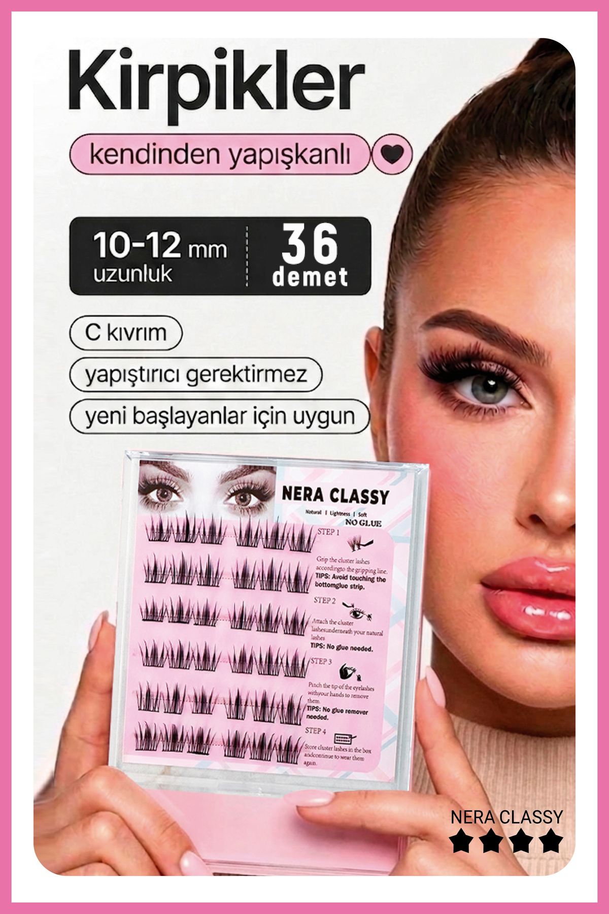 Nera Classy Kutulu Kendinden Yapışkanlı Takma Kirpik - Tekrar Tekrar Kullanılabilir Takma Kirpik