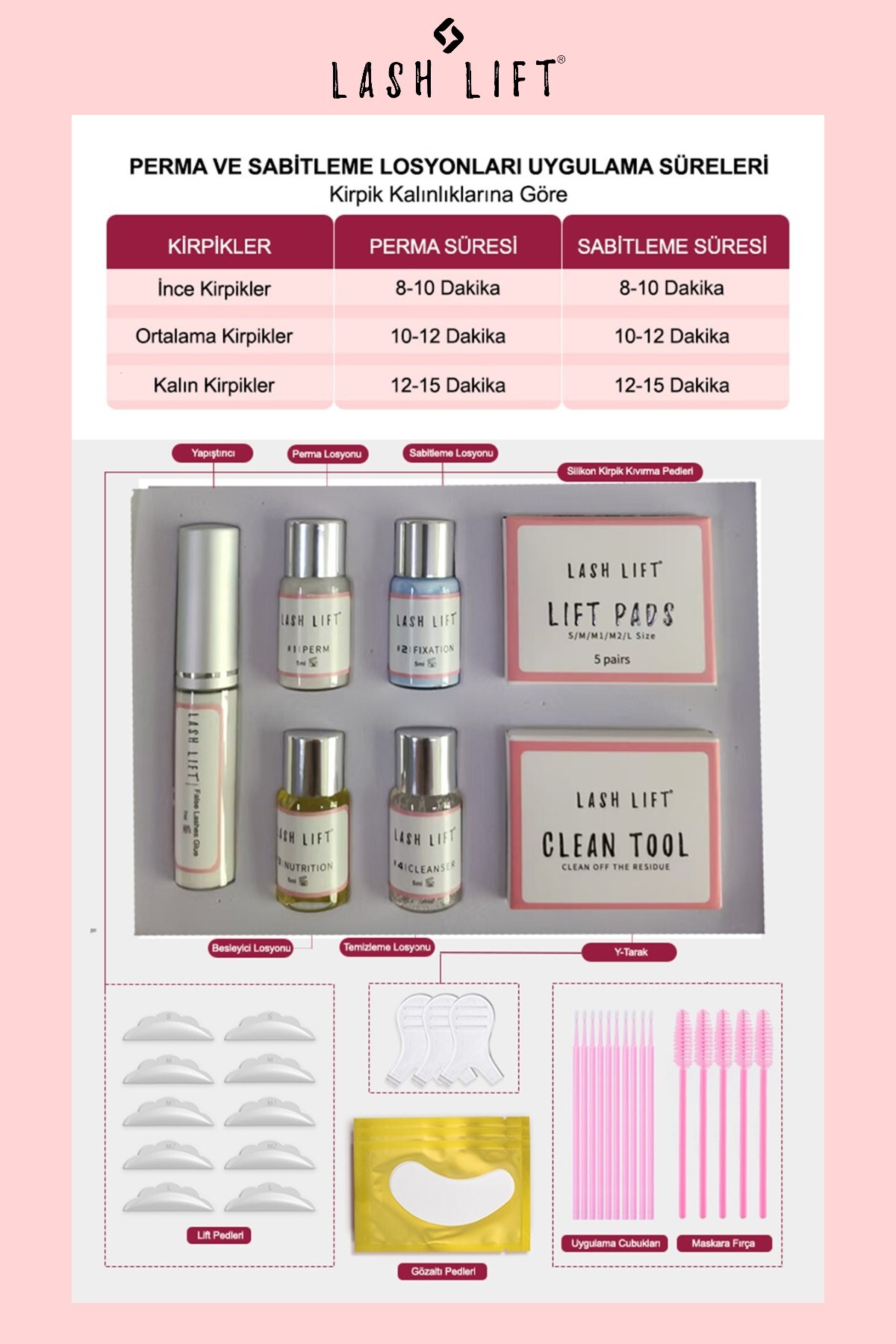 lashlift Kirpik Lifting Seti, Lash Lift, Kaş & Kirpik Perma Seti (Full Set) - Görsel 3