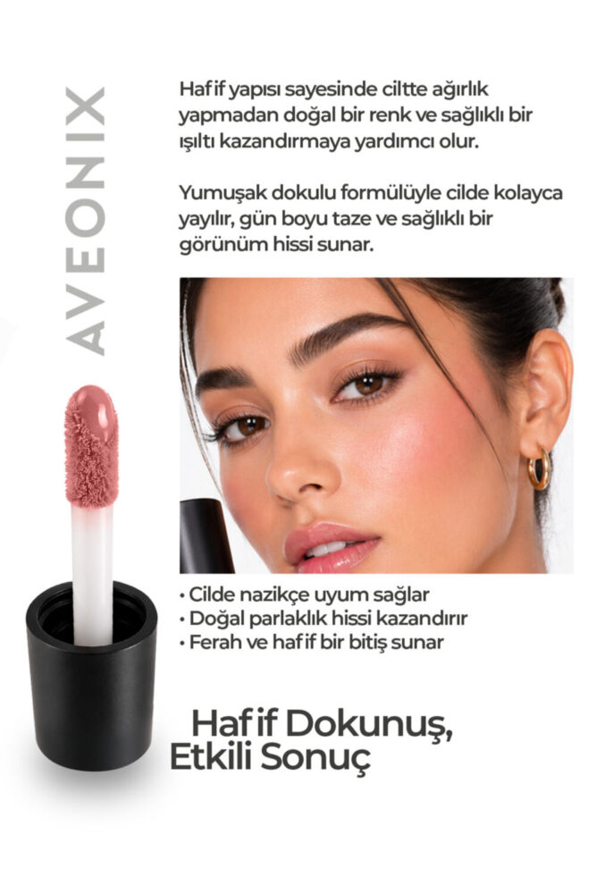 AVEONIX 3 in 1 Glow Tint 03 Çok Amaçlı Likit Yoğun Pigmentli Parlaklık Veren Allık Ruj Göz Farı - Görsel 2