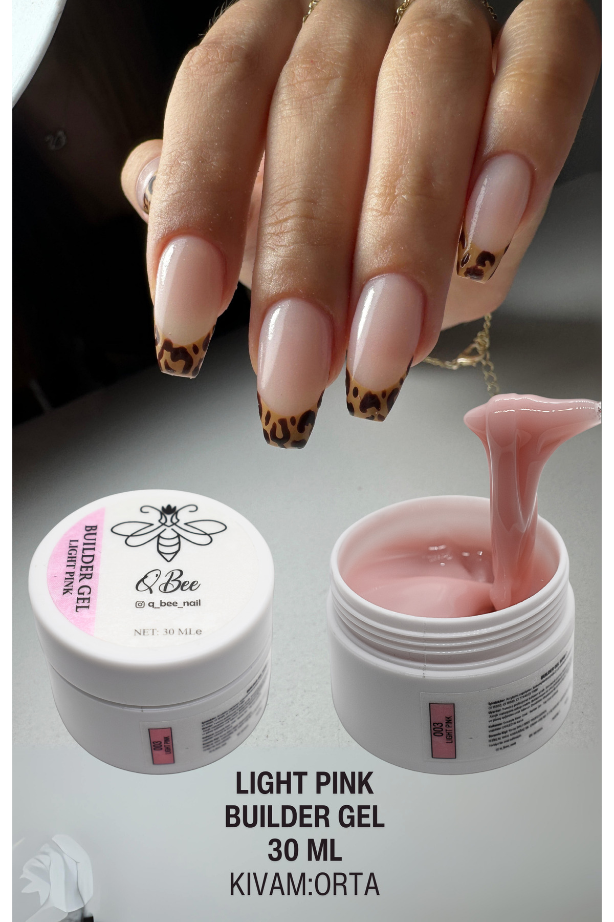QBEE PROFESSIONAL 30Ml Protez Tırnak Jeli Builder Gel Light Pink TPO&HEMA FREE