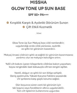 Missha Pürüzsüz, Aydınlık ve Işıltılı Görünüm Sunan Makyaj Bazı 50ml Glow Tone Up Sun Base SPF50+/PA++++ - Görsel 3