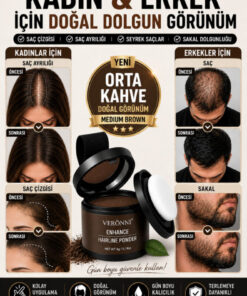 DERMAES beauty Yeni Nesil Saç Dolgunlaştırıcı Pudra Seyrek Sakal Saçlar için Saç Fiberi / Saç Ve Beyaz Kapatıcı Suda Çıkmaz ORTA KAHVE Pudra
