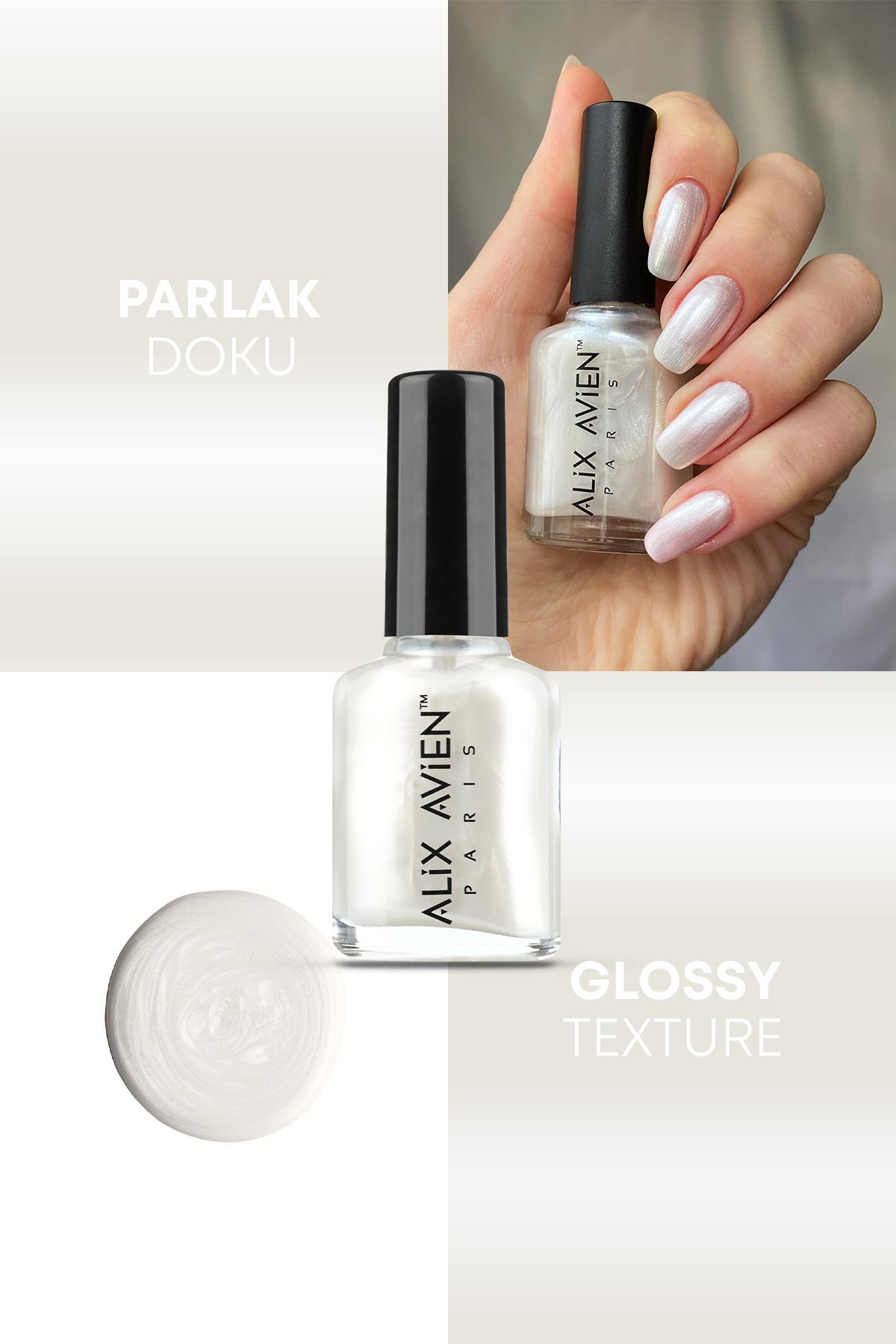Alix Avien Sedefli Beyaz Oje 28 - Yüksek Pigmentli Uzun Süreli Kalıcılık Hızlı Kuruma - Nail Lacquer 28