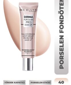 Mcellyn Saten Görünüm Porselen Fondöten Waterproof - 01 Açık Beyaz