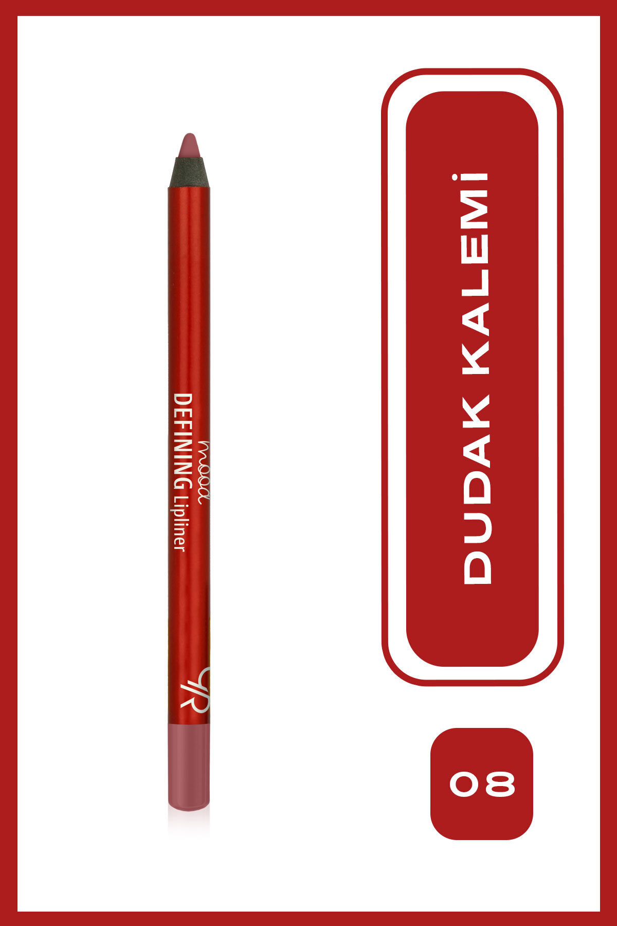 Golden Rose Mood Defining Lipliner No: 08 Burgundy - Yoğun Pigmentli Dudak Kalemi