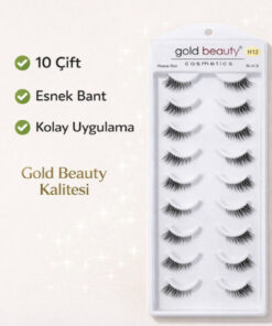 Alternative view of Gold Beauty H12 10 Çift Human Hair Takma Kirpik – Doğal Görünüm Siyah Kirpik Seti