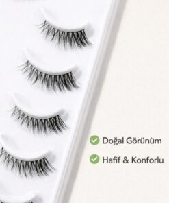 Gold Beauty H12 10 Çift Human Hair Takma Kirpik – Doğal Görünüm Siyah Kirpik Seti - Görsel 3