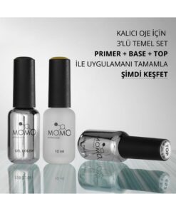 MOMO professional Kalıcı oje ve Protez Tırnak İçin 3’lü set - Primer 10 ml, Base Coat 9 ml, Top Coat 9 ml - Görsel 3